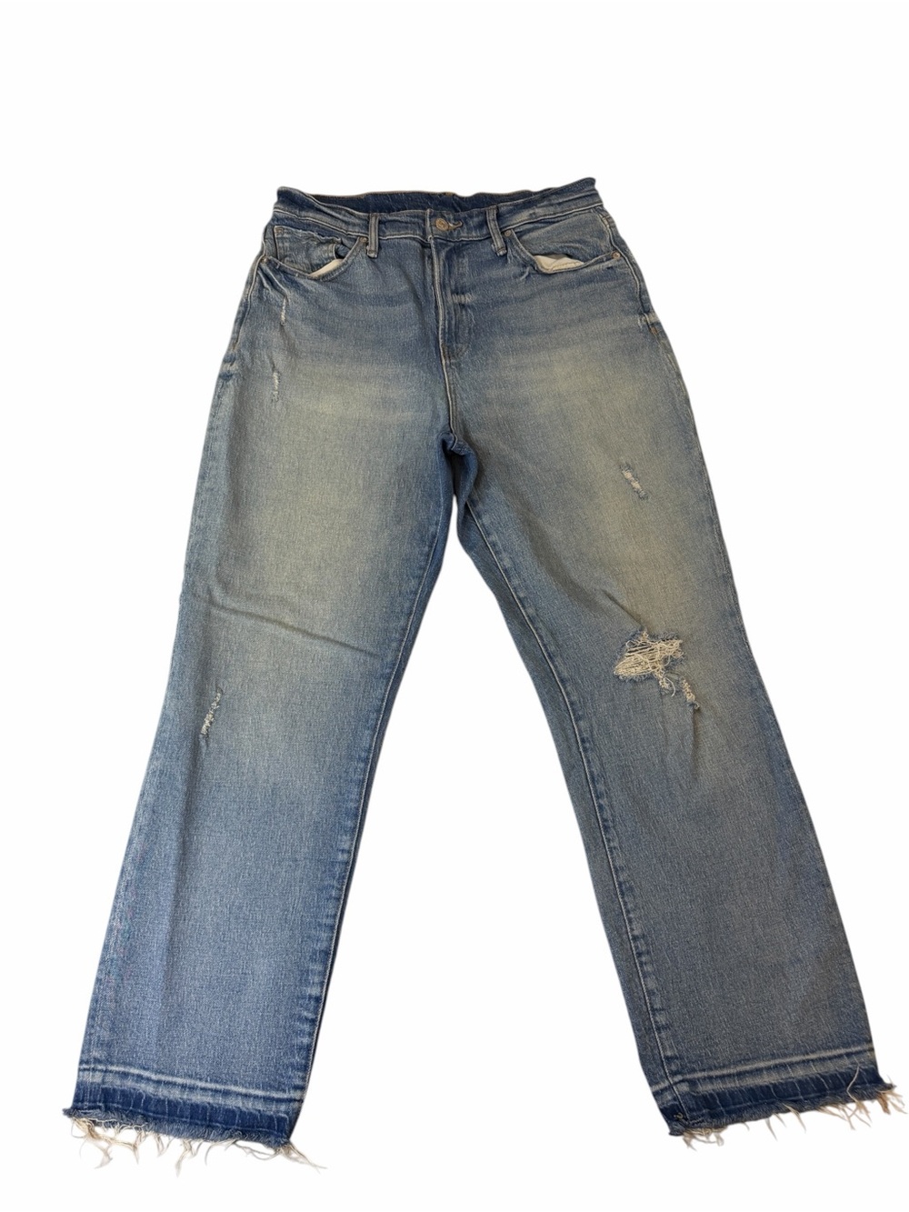 Express Women's Distressed High Rise Straight Ankle Jeans